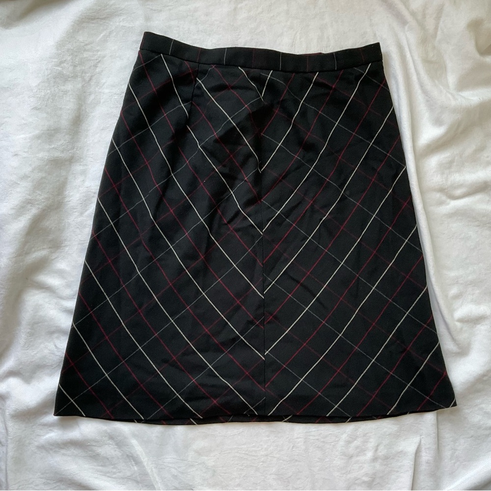 Plaid Black and Red Midi Skirt